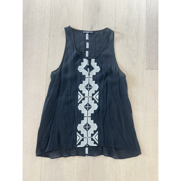 THML Sheer Black Embroidered Tank Blouse M Medium - Picture 1 of 4